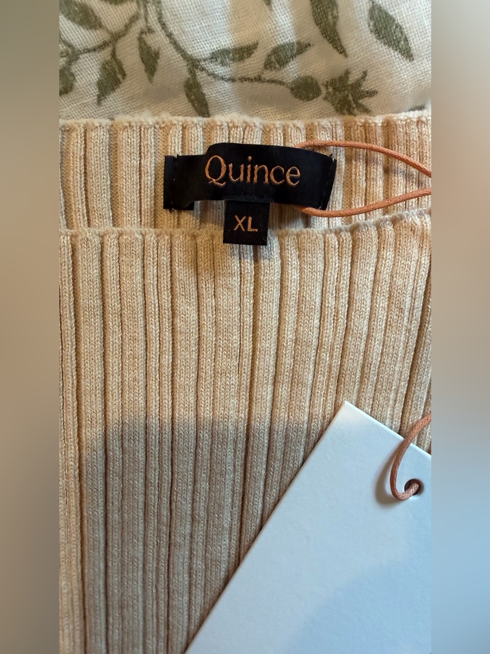 Quince Ribbed Sleeveless Knit Tank - Light Cream - Picture 3 of 4